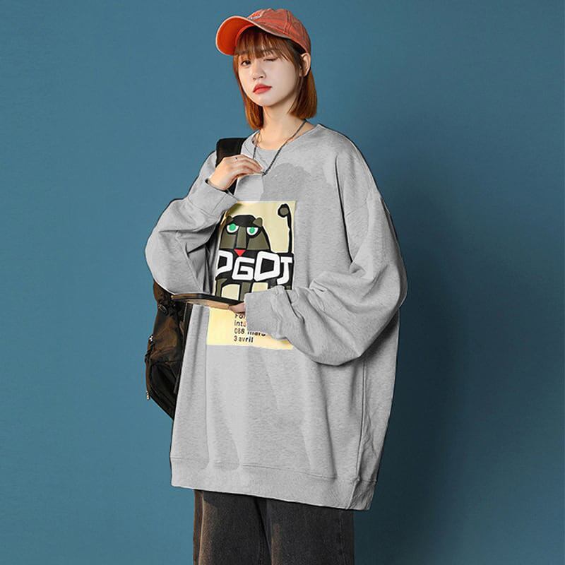 [JC Series]★Tops★ 3color Sweatshirt Sweatshirt Unisex Men's Cartoon Light Gray Black Blue