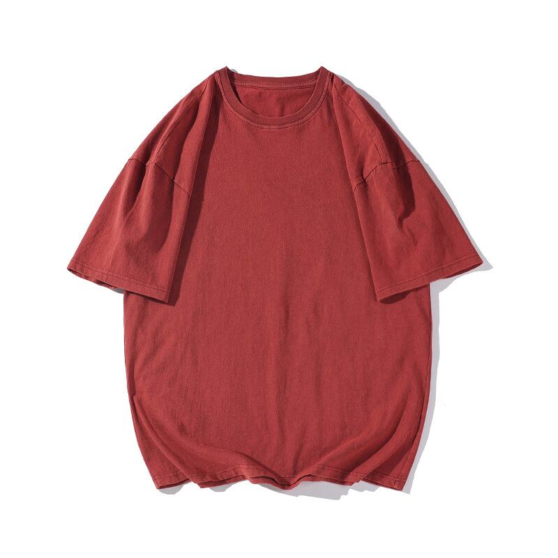 [BIGEMAN Series]★T-shirt★ Tops 7color Unisex Men's Large Size Retro Plain Simple