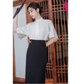 Load image into Gallery viewer, [BRMFUGU series]★China style skirt★Bottoms, slimming, floral pattern, Chinese elements, Chinese clothes, switching black, black
