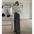 Load image into Gallery viewer, [Kumikumi Series] ★Casual Pants★ 2color Bottoms Trousers Casual Plaid Pattern Black Coffee Color Elastic Waist
