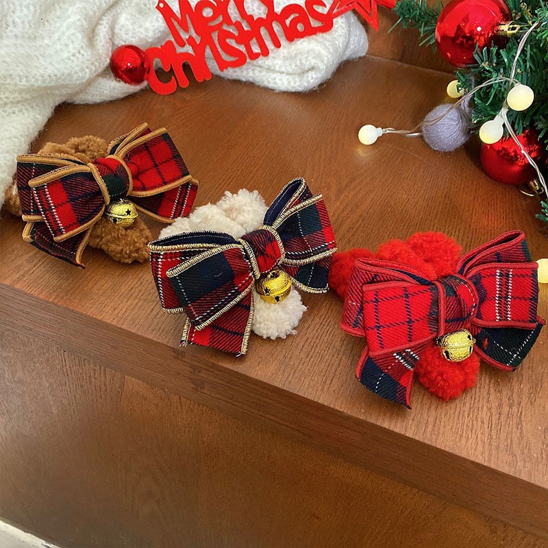 [Kajin Series]★Hair Ornament★ 4color Hair Clip Ladies Accessories Christmas Ribbon Plaid Pattern