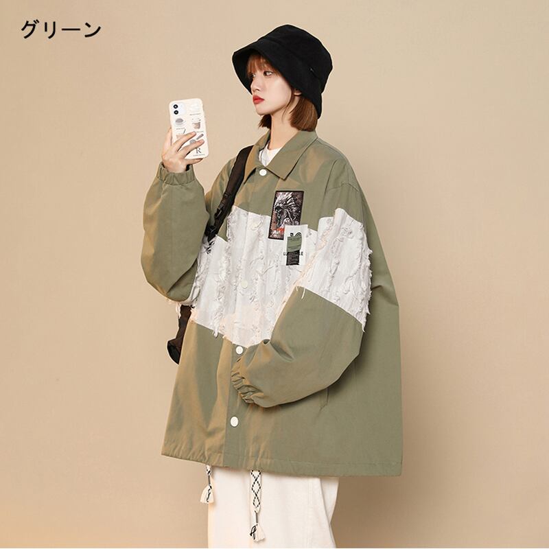 [Fujiiman Series] ★Jacket★ Outerwear 3color switching Unisex Unique black green brown