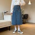 Load image into Gallery viewer, [SANMUZI series]★Denim skirt★Bottoms Embroidery Spring clothes Blue Blue Cute Slimming Ladies
