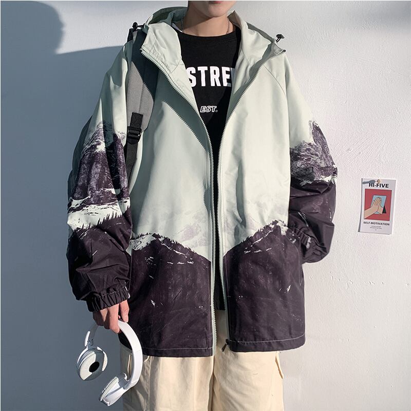 [Han Lishin Series] ★China style outerwear★ 4color jacket Snowy mountain print Large size Loose