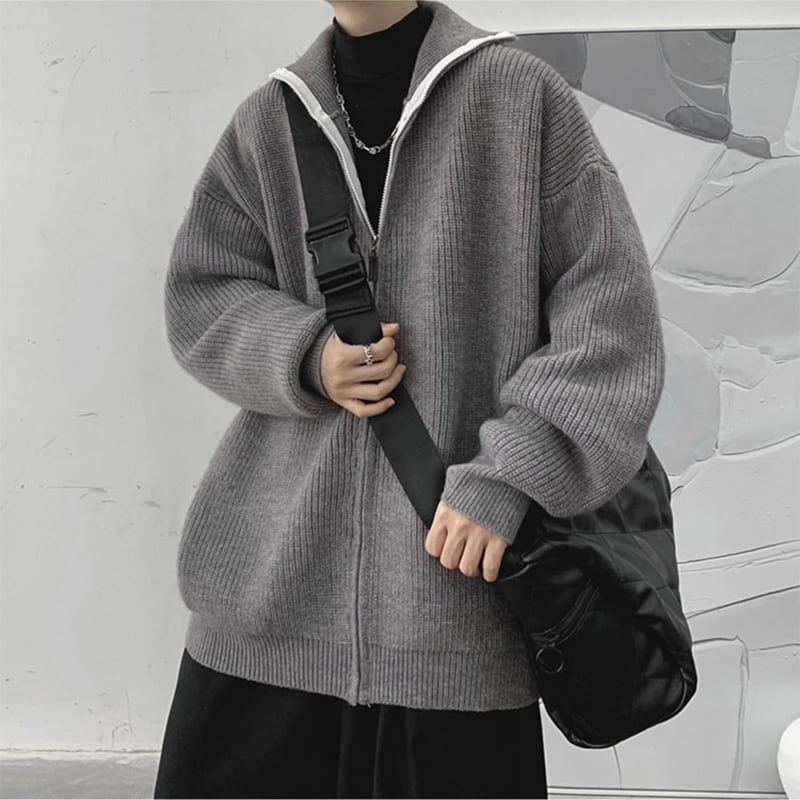 [Emeisa Series]★Sweater★ 4color Knit Tops Outerwear Cardigan Unisex Men's Solid Color Easy to Match