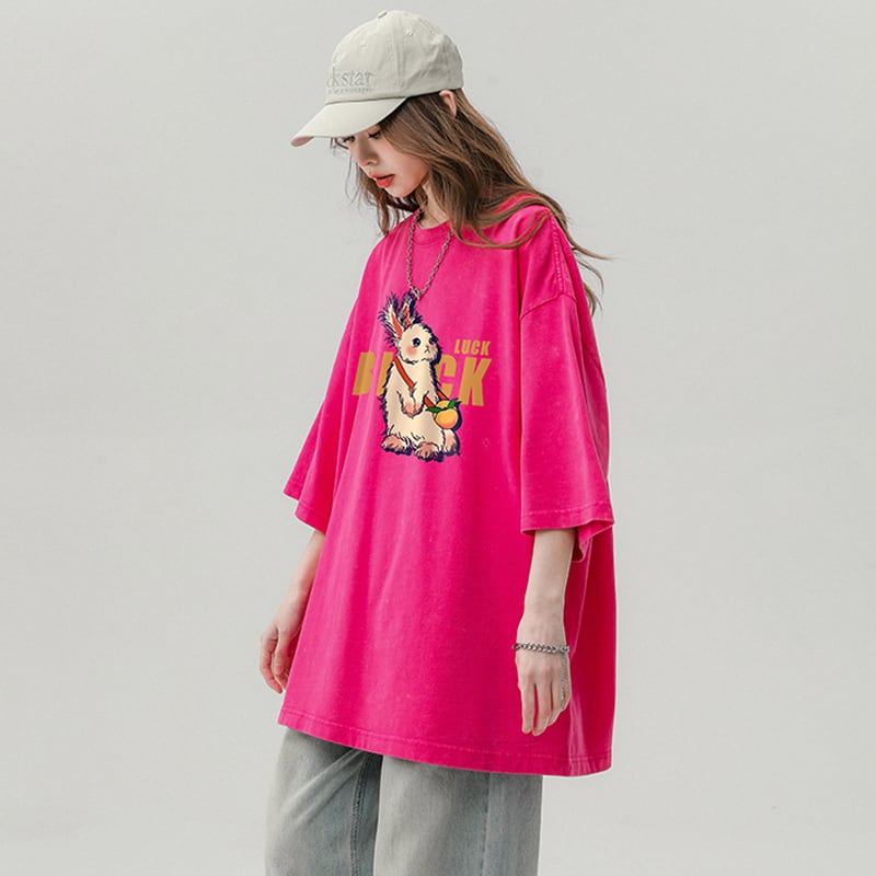 [YOUHAN Series]★T-shirt★ 4color Tops Unisex Men's Short Sleeve Tops Retro Loose Rabbit Rabbit