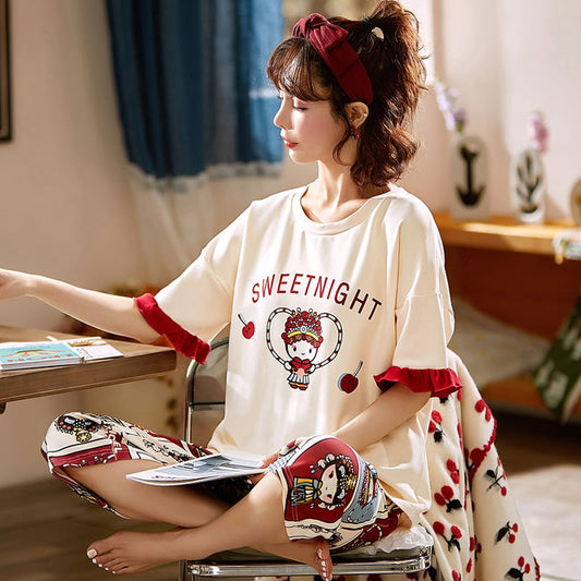 [Hindo Series] ★Chinese style pajamas★ Setup Room wear Tops + Shorts Cotton Cartoon