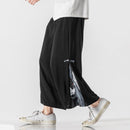 [Mowensai Series]★China style trousers★Men's 3color cotton crane print loose large size black white blue