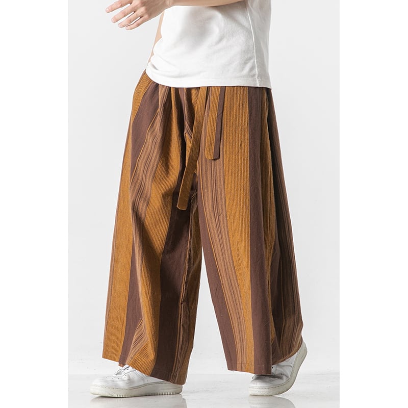 [Shu Han Ink Series]★China style pants★ 3color gaucho pants, vertical stripes, unisex, men's, loose, large size