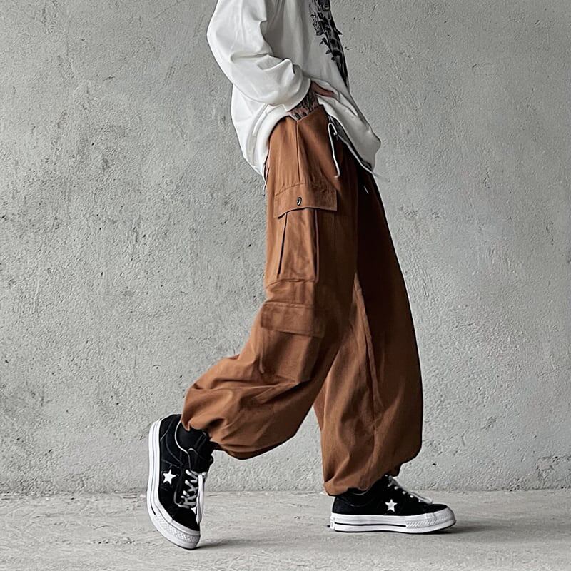 [Miyakoya Series]★Casual Pants★ 3color Brown or Green or Black Pants Bottoms Wide Pants Gaucho Pants