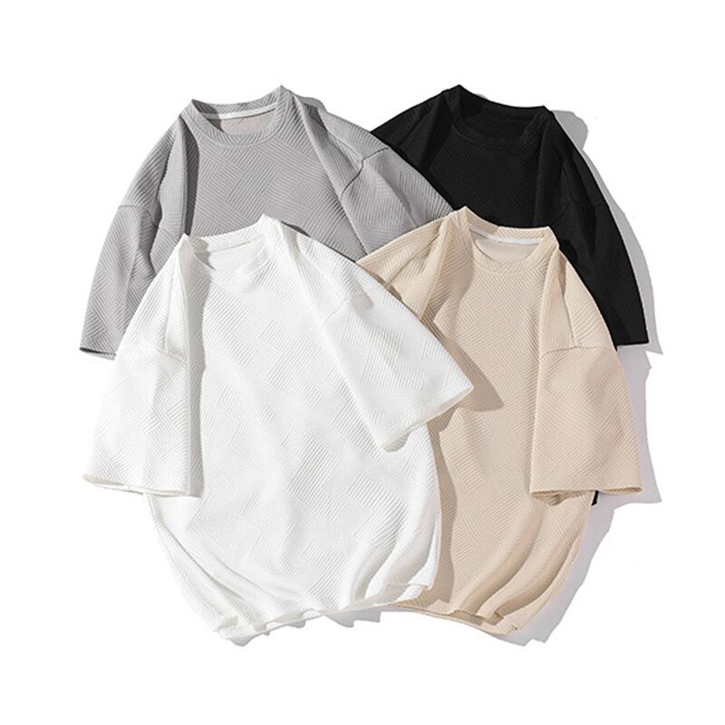 [BIGEMAN Series]★T-shirt★ Tops 4color Unisex Men's Large Size Plain Black Gray White Beige