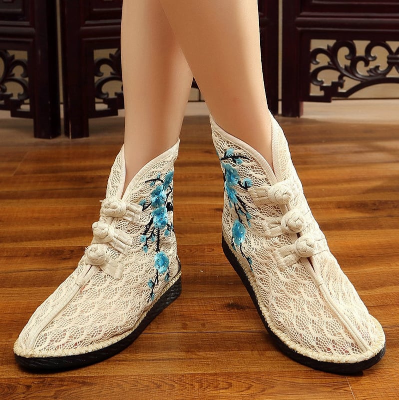 [Aki Tatsu Series]★Embroidered shoes★ 3color Handmade shoes Chinese shoes Ethnic style Lace Temperament enhancing shoes Size 34-40