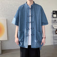 Load image into Gallery viewer, [YISHUO Series]★Chinese style shirt★ 2color Unisex Men's Large Size Denim Shirt Chinese Clothes Blue
