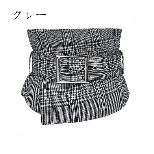 [RUXIAN Series] ★Belt★ 3color Obi Accessories Decorations Easy to match Gray Black Plaid Fashion