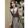 Load image into Gallery viewer, [DACHENGZI Series] ★Dress★ Fake Layered Dress Checkered Pattern Cute Retro S M L XL
