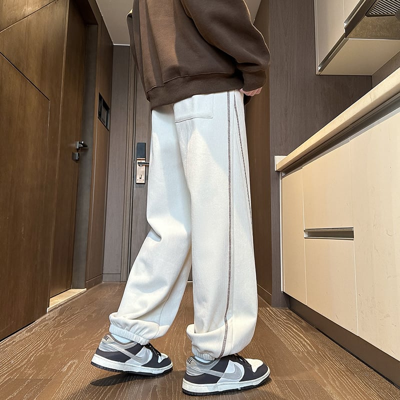 [High series]★Casual pants★ 2color brushed lining bottoms pants unisex men's black beige