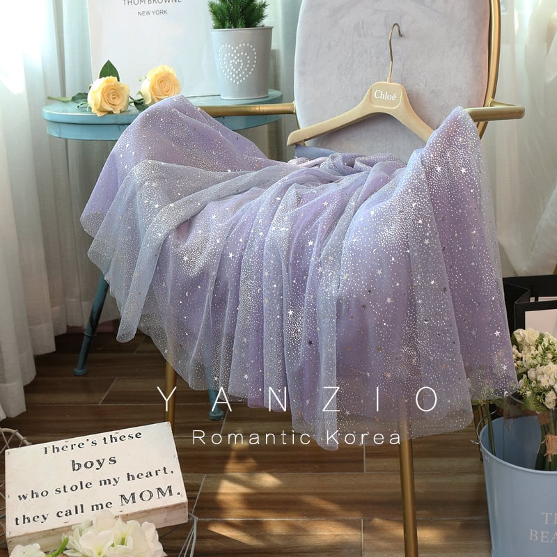 [YANZIO Series]★Love at first sight! ! Skirt★ Gradient fairy starry sky pattern Easy to match Elastic waist