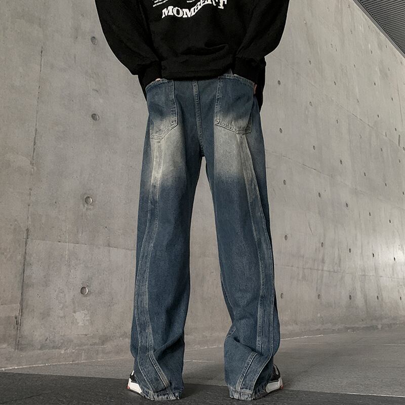 [NANSHI Series]★Denim pants★ 2color bottoms pants unisex men's simple easy to match black blue