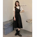 Load image into Gallery viewer, [YUNXI Series] ★One Piece★ 2color Short Sleeve Dress Switching Fake Layered Large Size Brown Black
