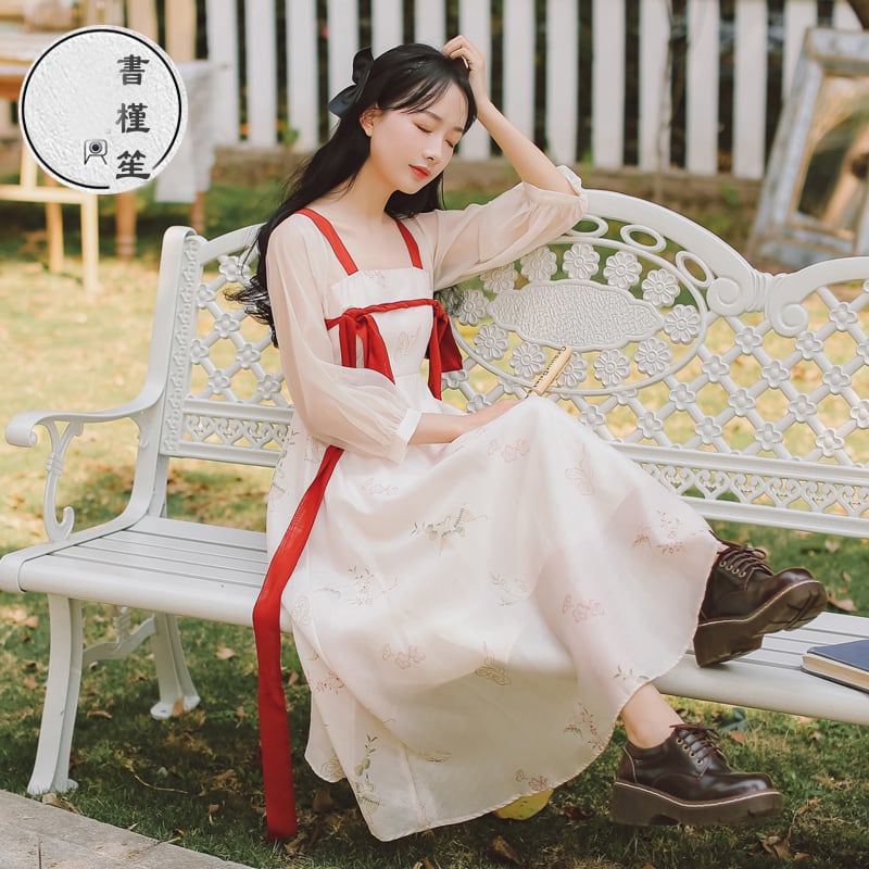 [Shojunsho Series]★Hanfu Dress★ Chinese Clothes Chiffon Retro Old Fashioned Sexy Old Fashioned Cute Slimming Date