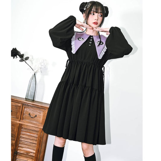 [Old Monster --- Rabbit Series] ★Chinese style dress★ Embroidery cute rabbit original black black cute SML