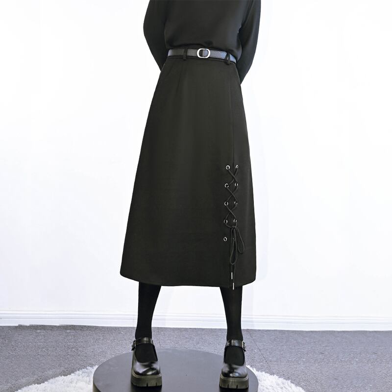 [Kokaisha---Yaya Overture Series]★Skirt★ Lasha Thick Bottoms Slimming Easy to match Black Black SML XL