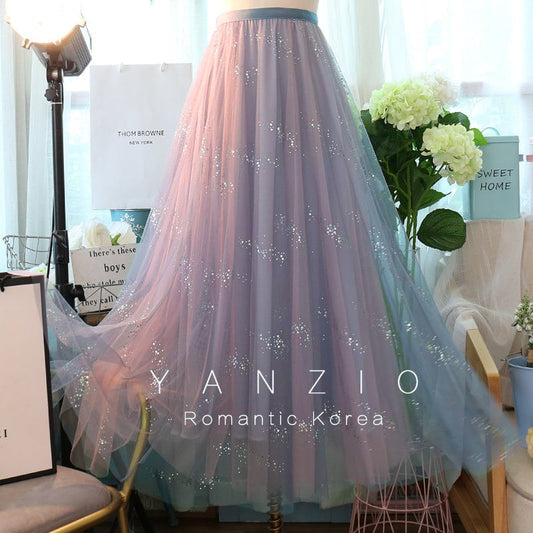 [YANZIO Series]★Love at first sight! ! Skirt★ Embroidery Fairy Starry Sky Pattern Gradient A-line