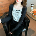 Load image into Gallery viewer, [Women's University 18 Series]★China-style T-shirt★China-style tops, long sleeves, letter pattern, fake layered, black
