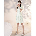 Load image into Gallery viewer, [YUEQIAO series]★Cheongsam dress★ 2color short length Chinese style dress Beige Green
