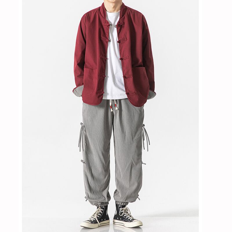 [Small Trouble Series]★China style pants★ 3color bottoms unisex men's large size gray black coffee color