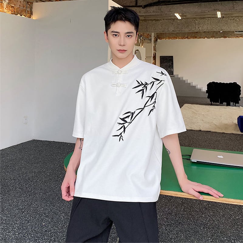 [WENYI Series] ★China style T-shirt★ 2color tops with design, bamboo, unisex, men's, black, white