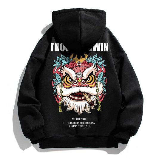 [Eaves Series]★China style hoodie★ 4color tops lion print large size black gray white pink