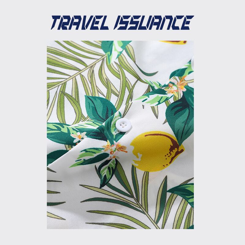 [TRAVEL ISSUANCE Series]★Shirt★ Unisex Print Lemon Fruit Pattern Short Sleeve Tops Summer Cute Loose Green