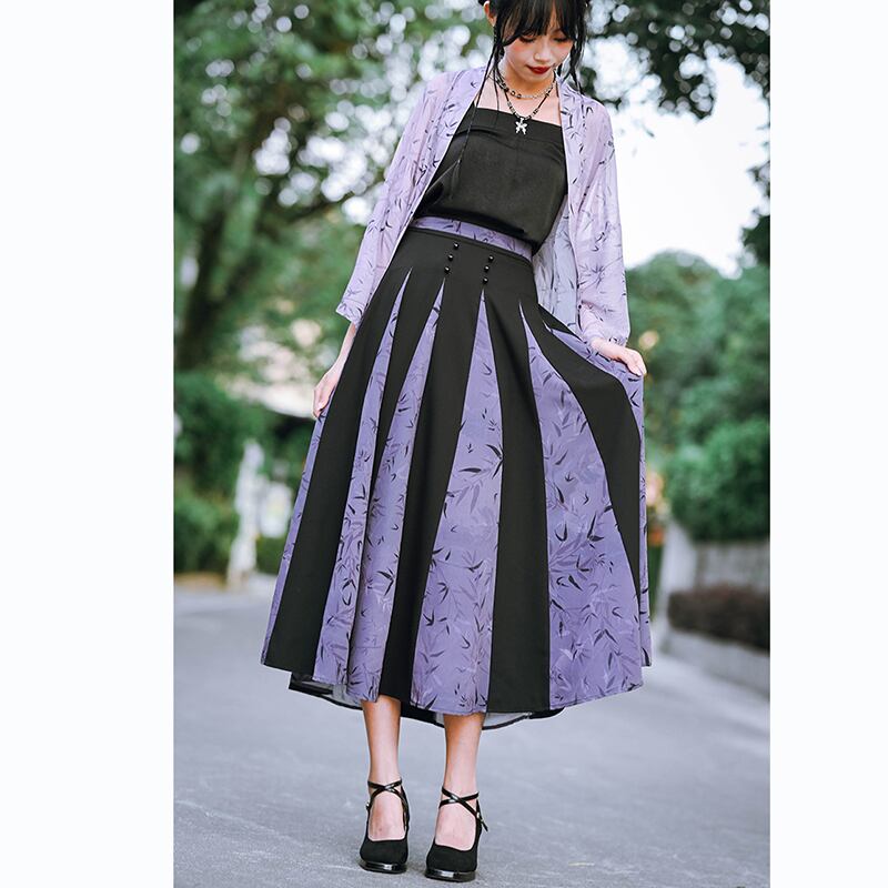 [Kokaisha --- Bamboo Series] ★China-style happi coat★ Thin outerwear Sun protection chiffon Original Purple