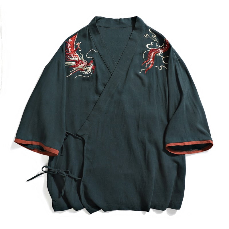 [Small Trouble Series]★China Style Shirt★ Embroidery Dragon Tops 3color Unisex Men's Large Size Improved Tang Suit