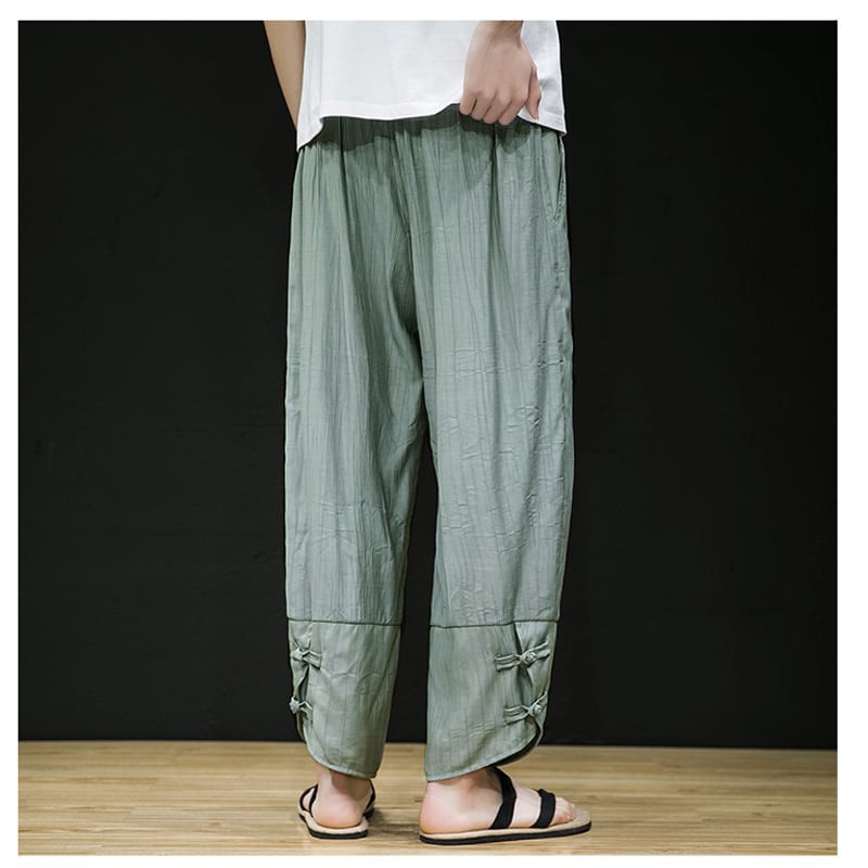 [Shu Han Ink Series] ★China Style Pants★ 2color Large Size Plain China Button Unisex Men's