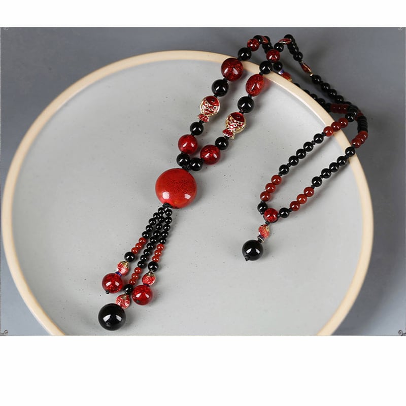 [Louran Guest Series] ★China style necklace★ Collar ladies accessories black red fish fish