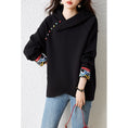 Load image into Gallery viewer, [September ink series] ★China style hoodie★ Embroidered tops, ethnic style, large size, loose, black, black
