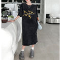 Load image into Gallery viewer, [YIDAO Series] ★T-shirt dress★ Print retro loose casual summer clothes black black
