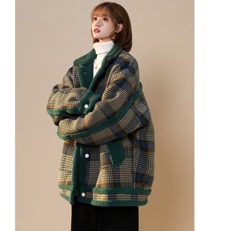 [Suikoishi Series] ★Winter Coat★ Outerwear 2color Unisex Men's Plaid Pattern No Hat Winter Jacket