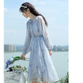 Load image into Gallery viewer, [Hakushu Series] ★2-piece dress set★ Hanging dress + long sleeve dress + chiffon Blue Blue Cute
