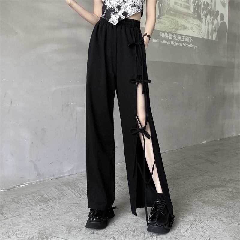 [Miyakoya Series]★Casual Pants★ Trousers Bottoms Cool Summer Fashion Black Black Sexy