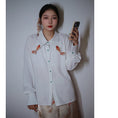 Load image into Gallery viewer, [Big Fish Series]★China Style Shirt★ Tops Goldfish Women's Long Sleeve Shirt Embroidery Large Size White White
