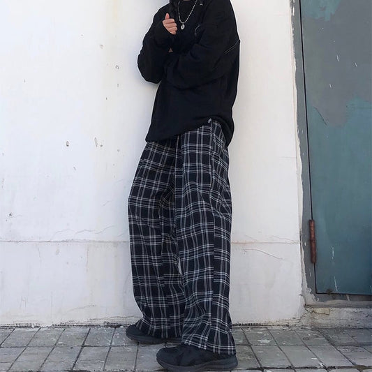 [Demon King Series]★Gaucho Pants★ Trousers Bottoms Plaid Pattern ML High Waist Slimming Retro Casual