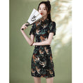 Load image into Gallery viewer, [YUEQIAO Series]★Cheongsam dress★Short length velvet Chinese style dress print retro
