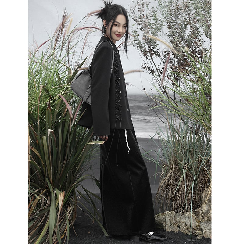 [Daiseiryusu Series] ★China style outerwear★ Rasha Letter pattern Kanji pattern Chinese clothing Color scheme Black Gray Jacket