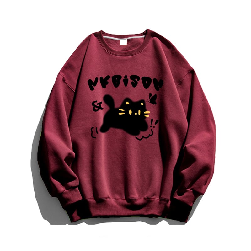 [Wkeces Series] ★Tops★ 6color Sweatshirt Sweatshirt Unisex Men's Cat Cat Large Size