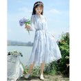 Load image into Gallery viewer, [Hakushu Series] ★2-piece dress set★ Hanging dress + long sleeve dress + chiffon Blue Blue Cute
