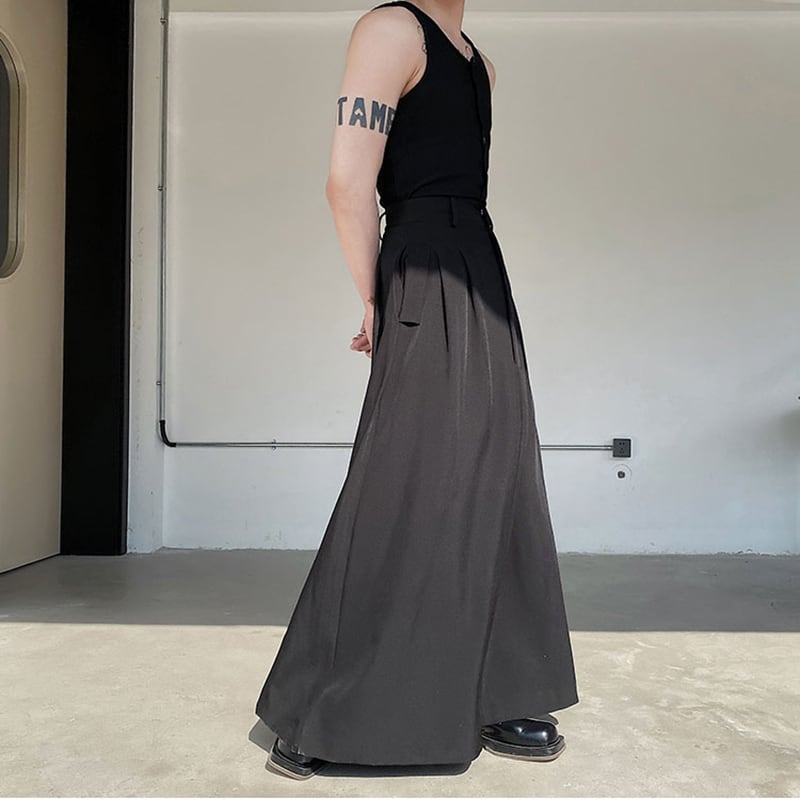 [Illustrated series] ★Skirt★ Bottoms Unisex Men's Plain Black Black Spring/Summer Easy to match Loose ML XL