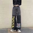 Load image into Gallery viewer, [CHAOHUO series] ★Denim pants★ Bottoms Unisex Check pattern Gray Gray Fashion S M L XL
